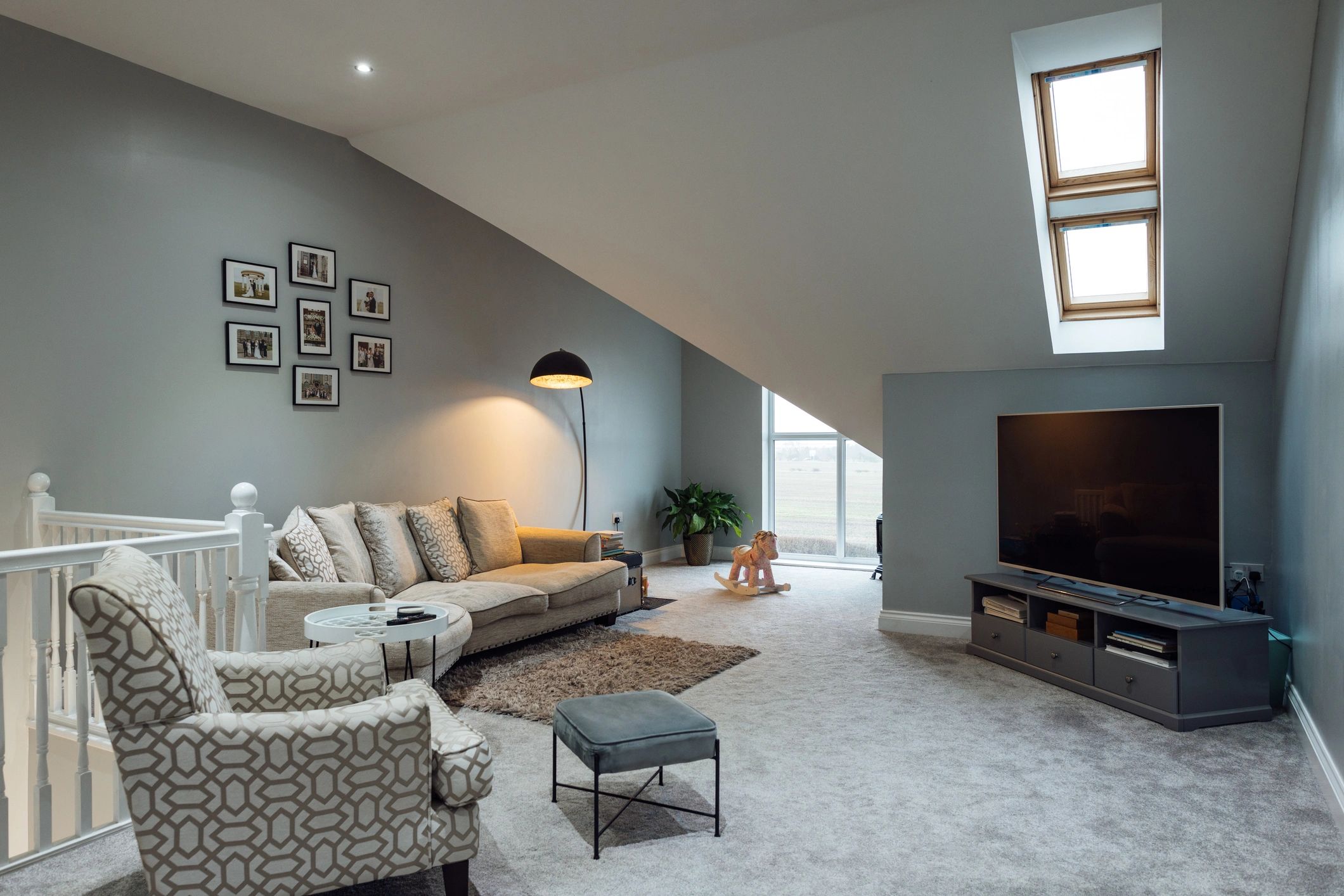Modern living room in a luxury Nashville vacation rental