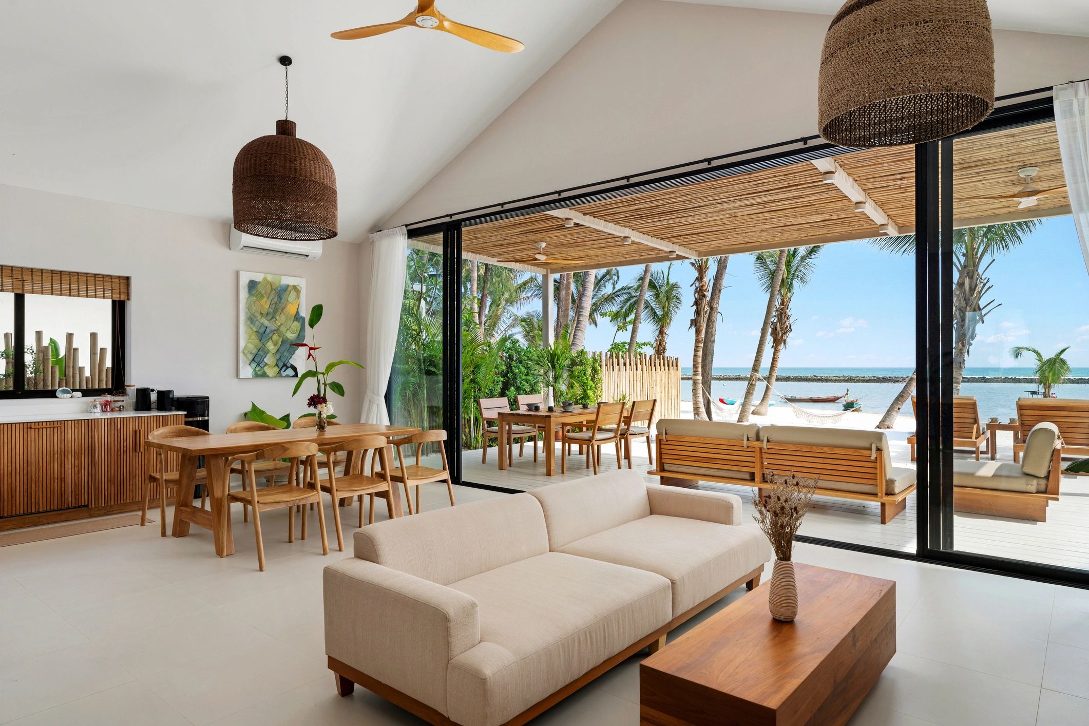 Open-plan luxury vacation rental interior